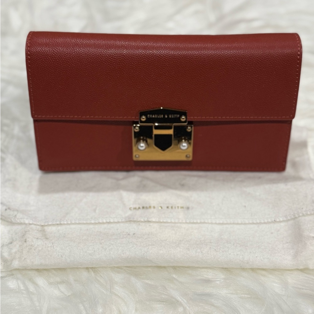 CHARLES & KEITH Brown Clutch Bag Brand New